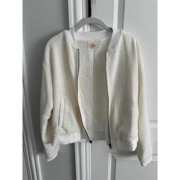 Marine Layer Birdseye Bomber in Cream Full Zip Size: Large - Picture 8 of 12